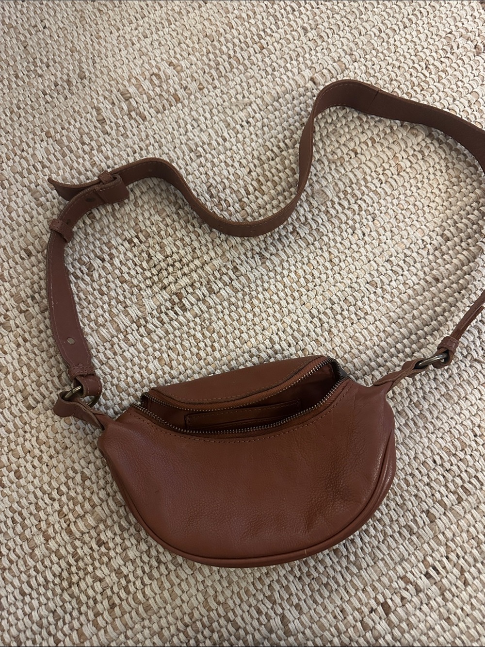 Free People Brown Leather Crossbody Belt Bag